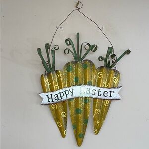 Happy Easter Gold & Green Carrot Wall Hanging